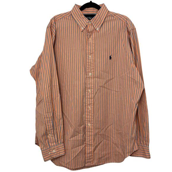 Ralph Lauren Button Down‎ Shirt Long Sleeve Orange Size 16.5 Cotton Pony Classic - Picture 1 of 7